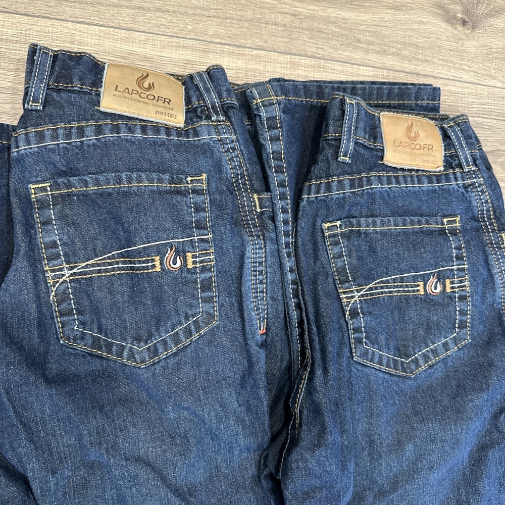 2 Lot Lapco FR Men Jeans 31x36 Blue Denim Straight Leg Flame Resistant 2112 CAT2 - Picture 2 of 8